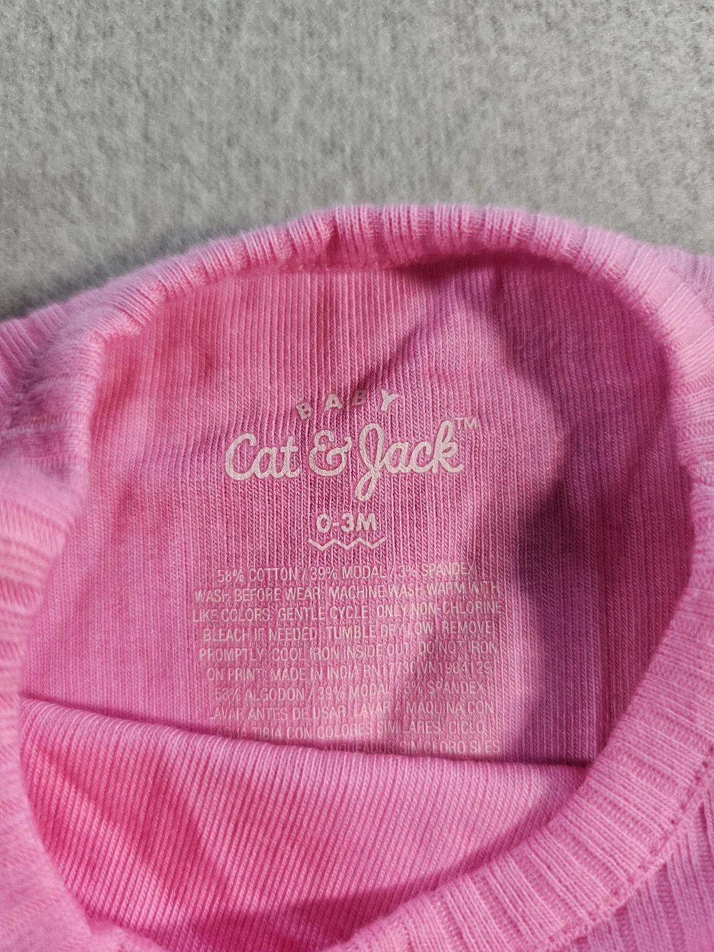 Cat & Jack Pink Ribbed Kids Pajama Set 0-3 Months